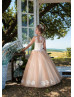 Long Sleeves Ivory Lace Cappuccino Tulle Wedding Flower Girl Dress